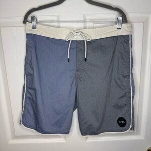 RVCA Men's Swim Board Shorts - Blue and Gray Size 34 Waist GUC